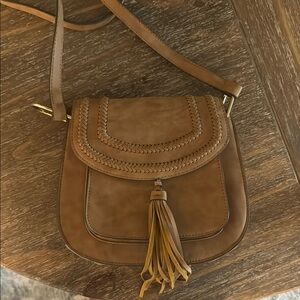 Tan Crossbody Bag with Tassel